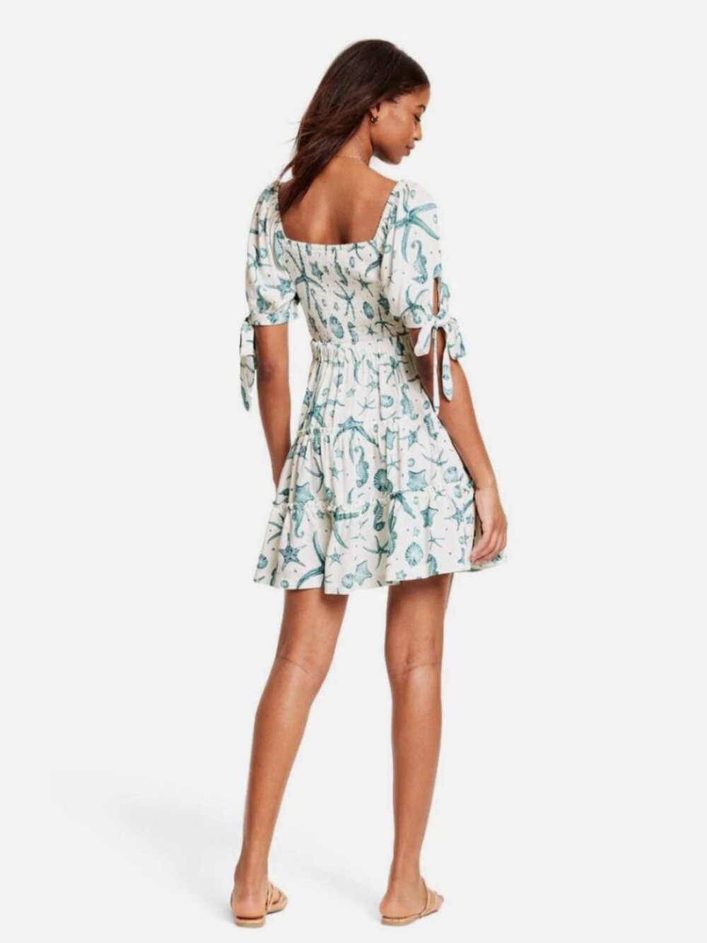 NWOT Agua Bendita x Target Deep Sea Print Puff Sleeve Mini Dress Size S - Picture 2 of 13